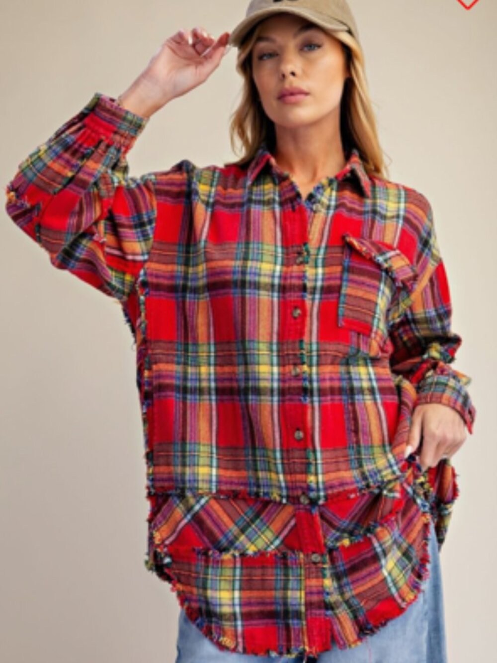NWT Super Soft Easel Plaid Self Fray Button Down Shirt 100% Cotton - Picture 14 of 16